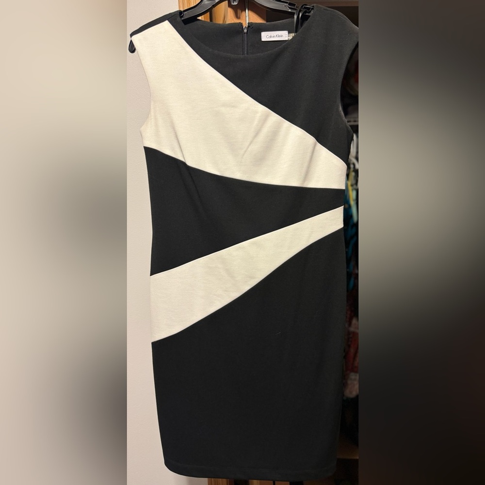 Calvin Klein size 10 black and white dress. Worn once.